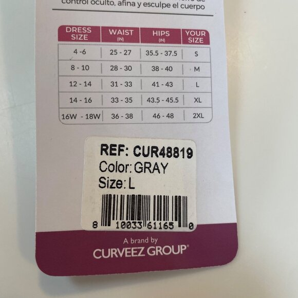 Curveez® High Waisted Shaping Grey Leggings Sz LG  CUR44819 - Picture 9 of 9
